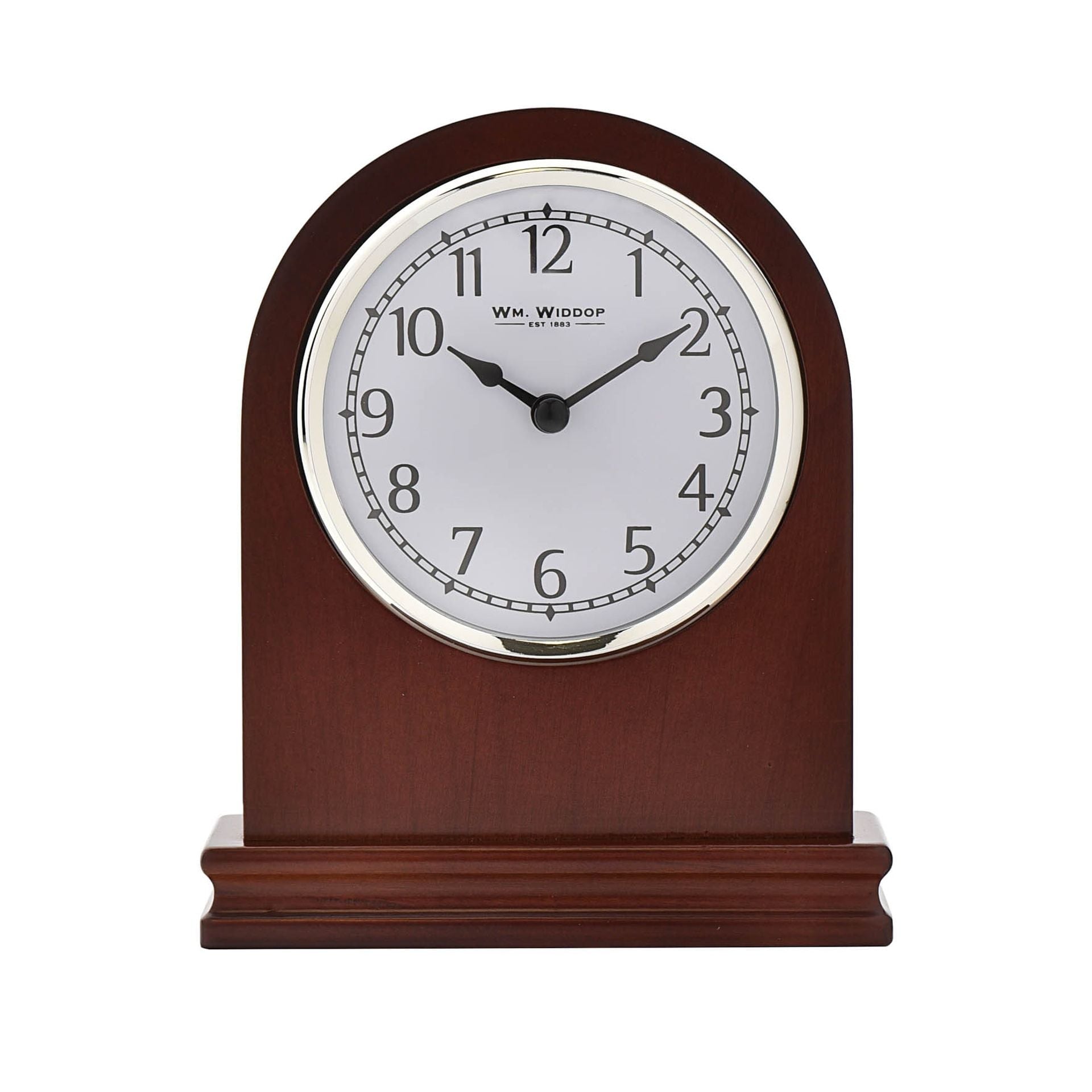 WM.Widdop. Wooden Arched Mantel Clock Walnut *NEW* timeframed clocks