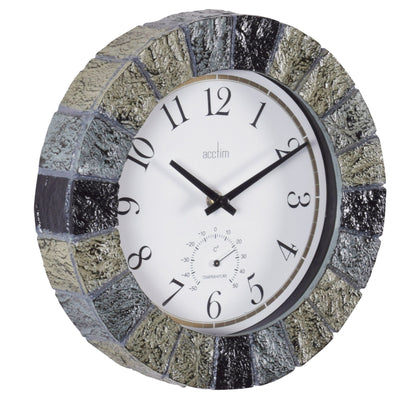 Acctim Bowfell Outdoor Clock Thermometer Slate - timeframedclocks