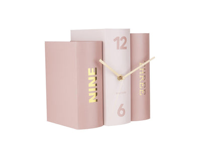 Karlsson Table Clock Book Faded Pink *last 3* - timeframedclocks