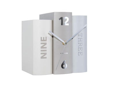 Karlsson Table Clock Book Grey - timeframedclocks