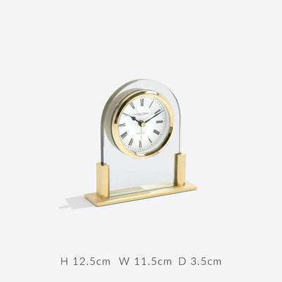 London Clock Company. Glass Arch top Mantel Clock Gold - timeframedclocks