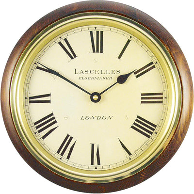 Roger Lascelles London. Classic Wooden Wall Clock, Lascelles Dark Wood - timeframedclocks