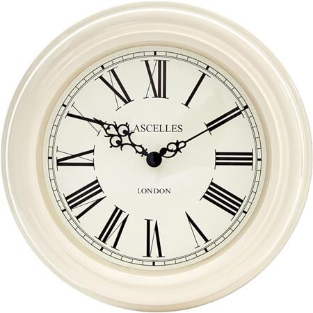 Roger Lascelles London. Classic Metal Wall Clock Cream - timeframedclocks