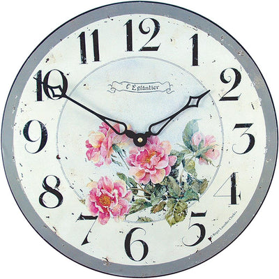Roger Lascelles London. Pink Roses Wall Clock - timeframedclocks