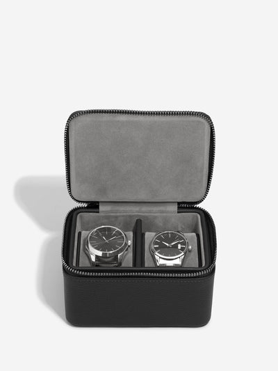 Stackers. Black Pebble Large Zipped Travel Watch Box - timeframedclocks