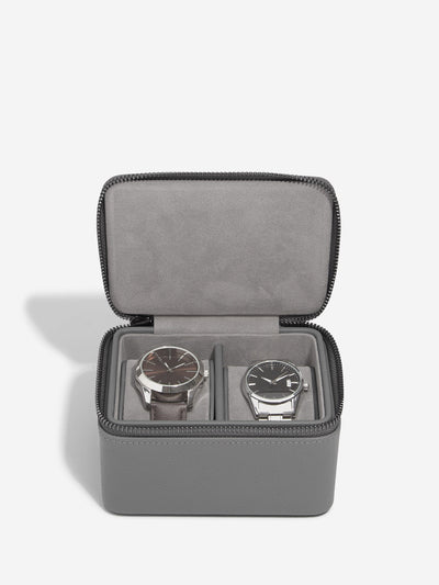Stackers. Slate Grey Pebble Large Zipped Travel Watch Box - timeframedclocks