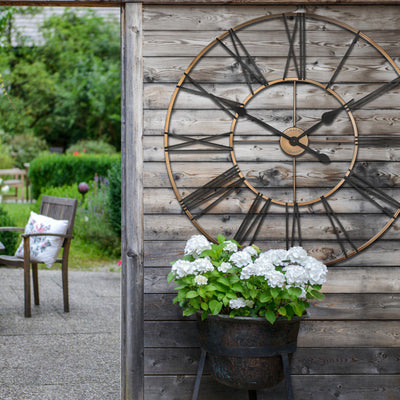 Thomas Kent London. Summer House Black & Copper Wall Clock Indoor/Outdoor - timeframedclocks