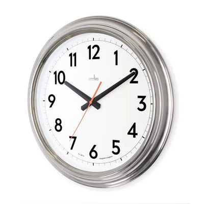 Acctim Clayton Wall Clock Chrome *NEW* - timeframedclocks