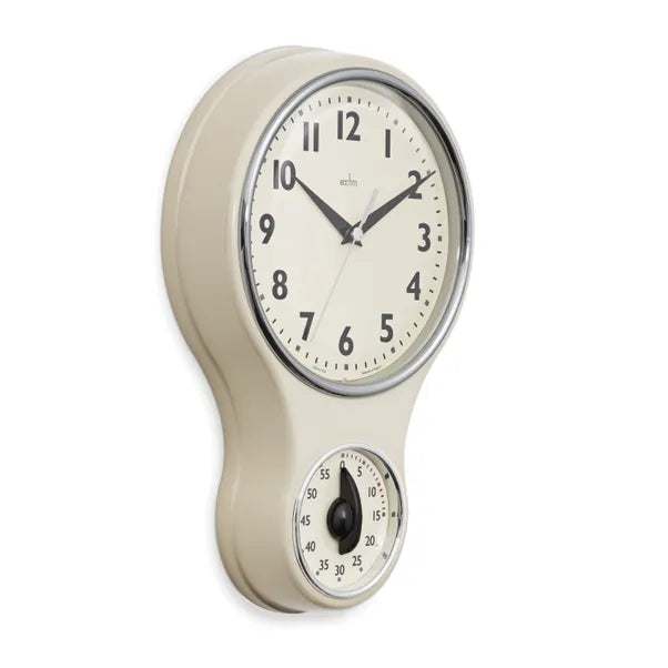 Acctim Retro Style Kitchen Time Mechanical Clock & Timer Cream - timeframedclocks