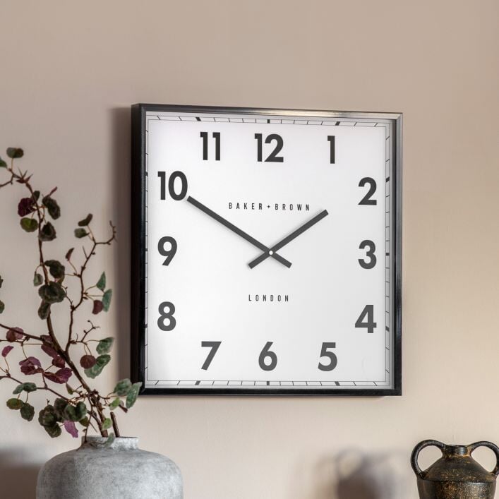 Baker & Brown London. Buxton Wall Clock Black 20" *NEW* - timeframedclocks