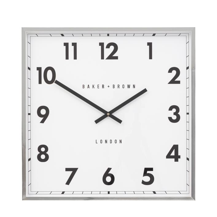 Baker & Brown London. Buxton Wall Clock Chrome 20" *NEW* - timeframedclocks