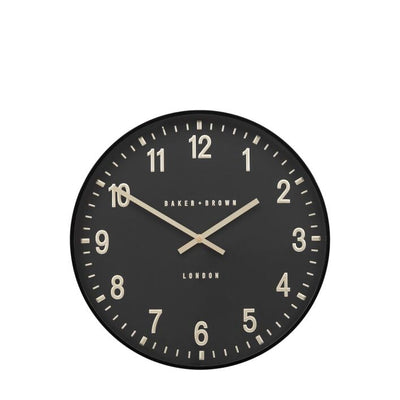 Baker & Brown London. Cambridge Wall Clock Black 16" *NEW* - timeframedclocks