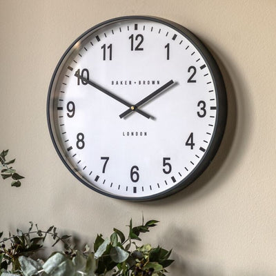 Baker & Brown London. Cambridge Wall Clock Dark Grey 16" *NEW* - timeframedclocks