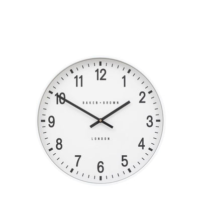 Baker & Brown London. Cambridge Wall Clock White 16" *NEW* - timeframedclocks