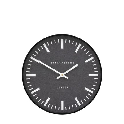 Baker & Brown London. Claremont Wall Clock Black 12" *NEW* - timeframedclocks