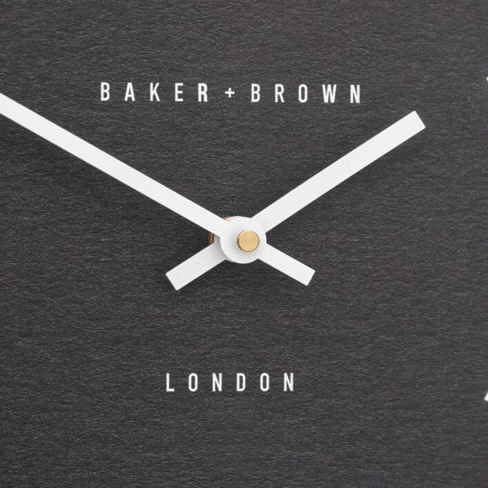 Baker & Brown London. Claremont Wall Clock Black 12" *NEW* - timeframedclocks