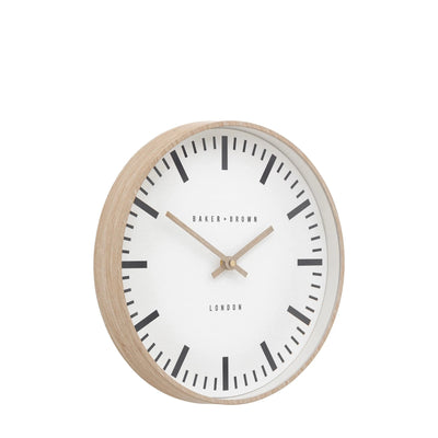 Baker & Brown London. Dunshalt Wall Clock Nordic Light Oak 12" *NEW* - timeframedclocks