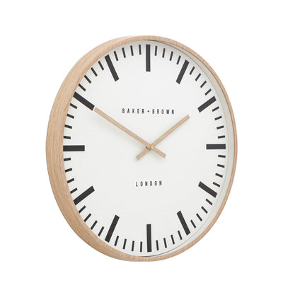 Baker & Brown London. Longstone Nordic Wall Clock Light Oak 20" *NEW* - timeframedclocks