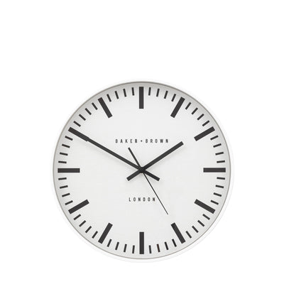 Baker & Brown London. Longstone Wall Clock White 16" *NEW* - timeframedclocks