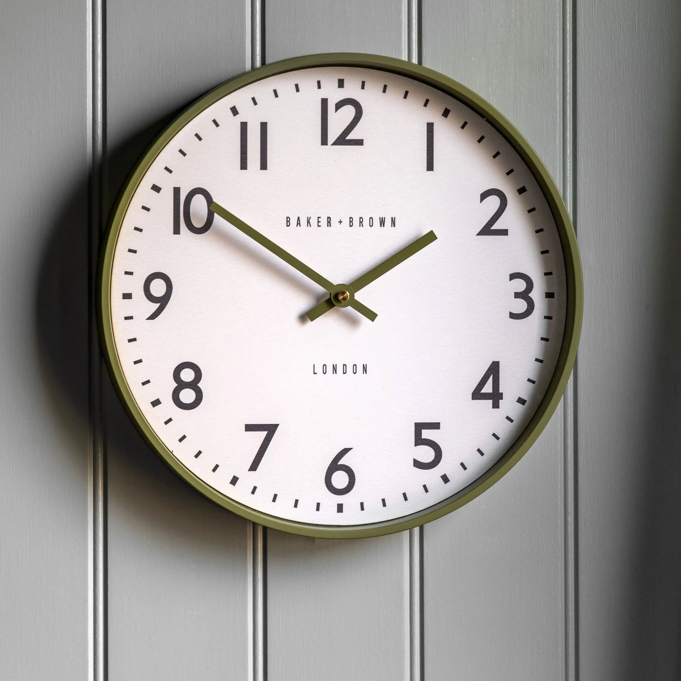 Baker & Brown London. Newburch Wall Clock Green 12" *NEW PRE-ORDER DEL LATE MARCH* - timeframedclocks