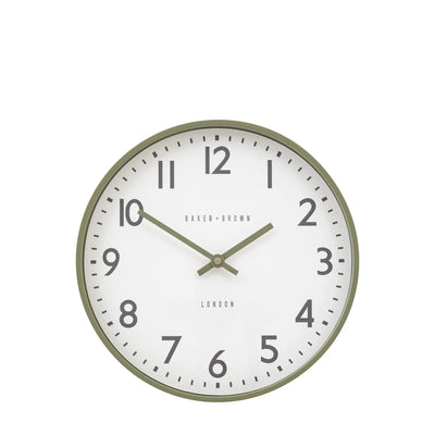 Baker & Brown London. Newburch Wall Clock Green 12" *NEW PRE-ORDER DEL LATE MARCH* - timeframedclocks