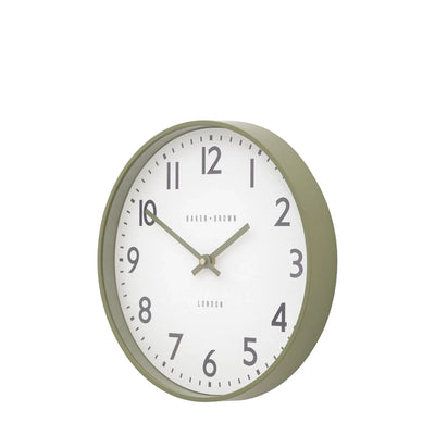 Baker & Brown London. Newburch Wall Clock Green 12" *NEW PRE-ORDER DEL LATE MARCH* - timeframedclocks