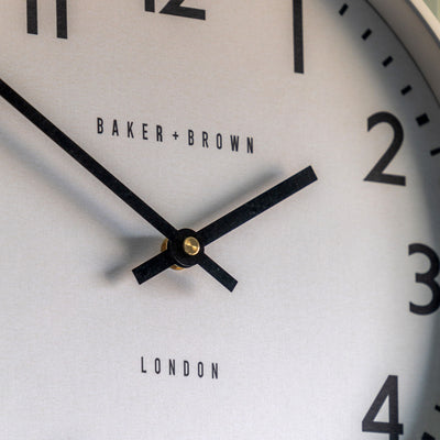 Baker & Brown London. Norton Wall Clock Putty 12" *NEW* - timeframedclocks