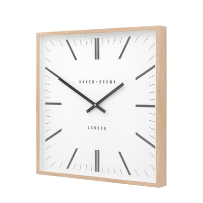 Baker & Brown London. Penhurst Wall Clock Light Oak 20" *NEW* - timeframedclocks