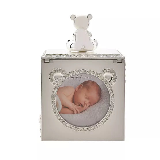 Bambino by Juliana® Silver Plated Bear Photo Frame Box *NEW* - timeframedclocks