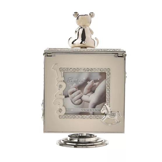 Bambino by Juliana® Silver Plated Rotating Music Photo Frame Box *NEW* - timeframedclocks