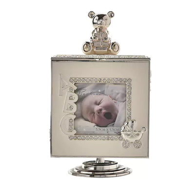 Bambino by Juliana® Silver Plated Rotating Music Photo Frame Box *NEW* - timeframedclocks