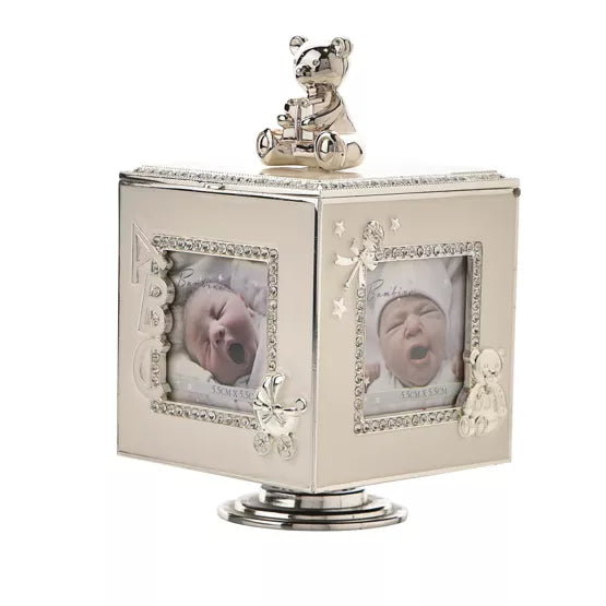 Bambino by Juliana® Silver Plated Rotating Music Photo Frame Box *NEW* - timeframedclocks