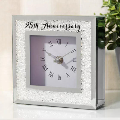 Celebrations® Crystal Border 25th Anniversary Mantel Clock *NEW* - timeframedclocks