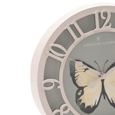 Country Living. Butterfly Outdoor Wall Clock 9.8" (25cm) *NEW* - timeframedclocks