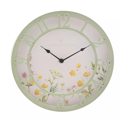 Country Living. Outdoor Clock 25cm - Sage Floral *NEW* - timeframedclocks