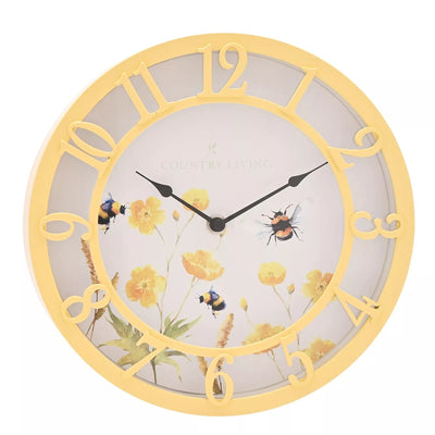 Country Living. Outdoor Clock 25cm - Yellow Floral *NEW* - timeframedclocks