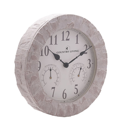 Country Living. Outdoor Stone Wall Clock 14" (35cm) *NEW* - timeframedclocks
