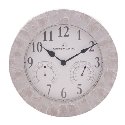 Country Living. Outdoor Stone Wall Clock 14" (35cm) *NEW* - timeframedclocks