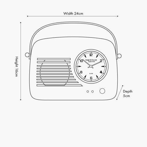 Haigh & Co. Gold Metal Retro Radio Style Table Clock - timeframedclocks