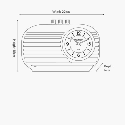 Haigh & Co. Graphite and Gold Metal Retro Radio Style Table Clock *AWAITING STOCK* - timeframedclocks