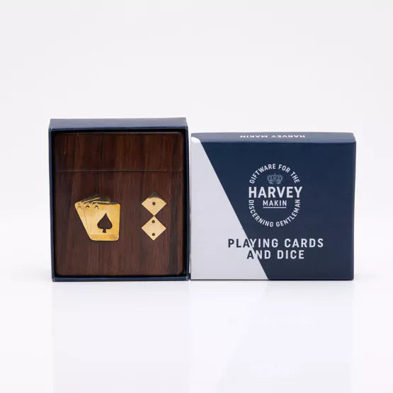 Harvey Makin® Playing Cards & Dice In Wooden Box *NEW* - timeframedclocks