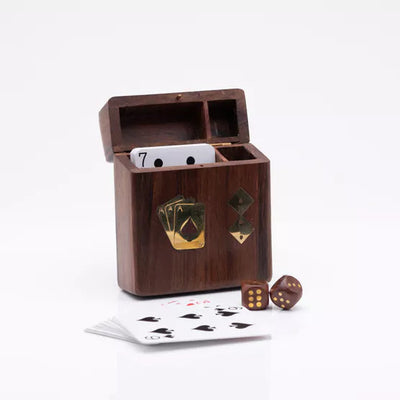 Harvey Makin® Playing Cards & Dice In Wooden Box *NEW* - timeframedclocks