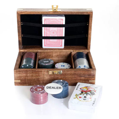 Harvey Makin® Wooden Poker Games Set *NEW* - timeframedclocks