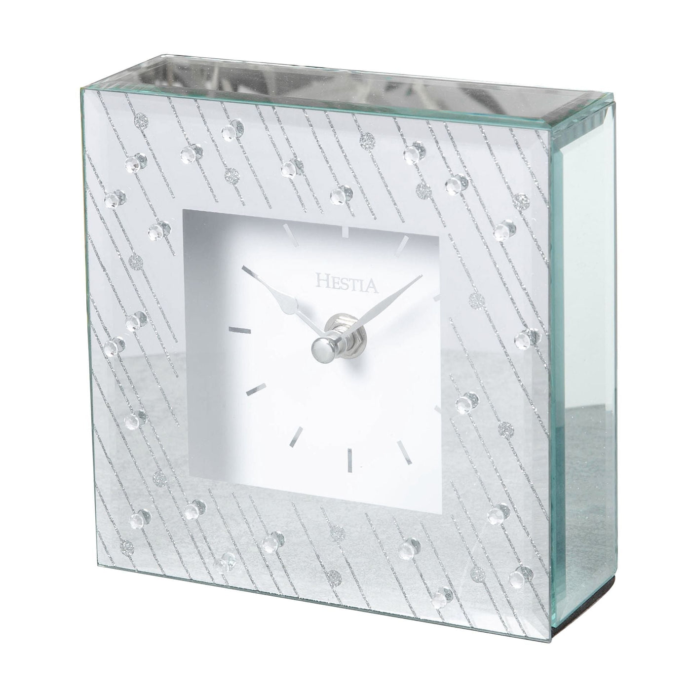 Hestia. Mirror Glass Raindrop Mantel Clock *NEW* - timeframedclocks