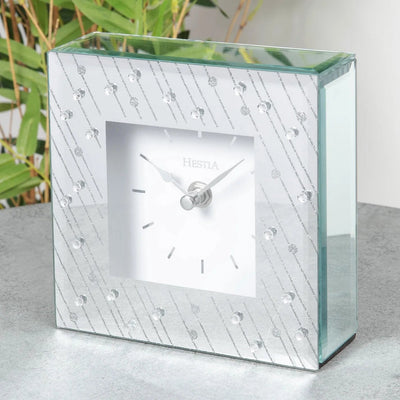 Hestia. Mirror Glass Raindrop Mantel Clock *NEW* - timeframedclocks