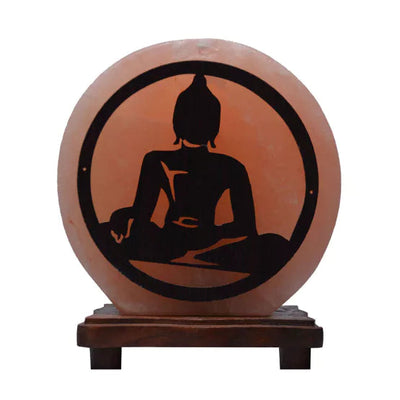 Hestia® Buddha Himalayan Rock Salt Lamp Wood Base *NEW* - timeframedclocks