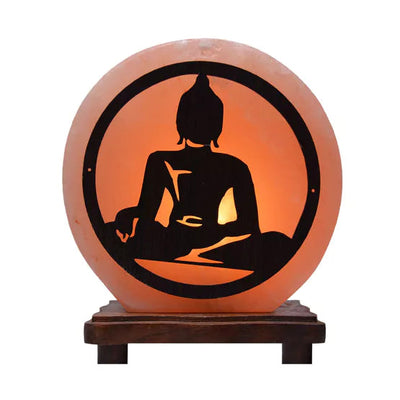 Hestia® Buddha Himalayan Rock Salt Lamp Wood Base *NEW* - timeframedclocks