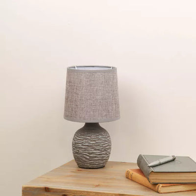 Hestia® Dark Grey Table Lamp with Grey Linen Shade *NEW* - timeframedclocks