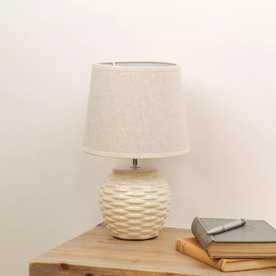 Hestia® Large Basket Weave Table Lamp Beige Linen Shade *NEW* - timeframedclocks