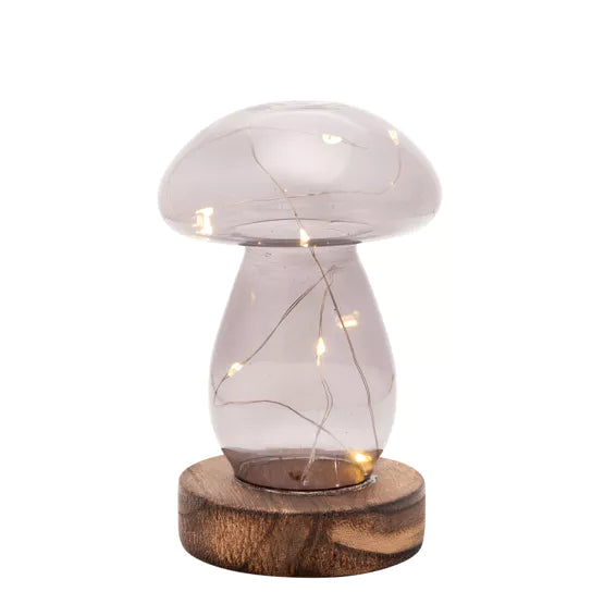 Hestia® Medium Grey Glass Mushroom LED Light *NEW* - timeframedclocks